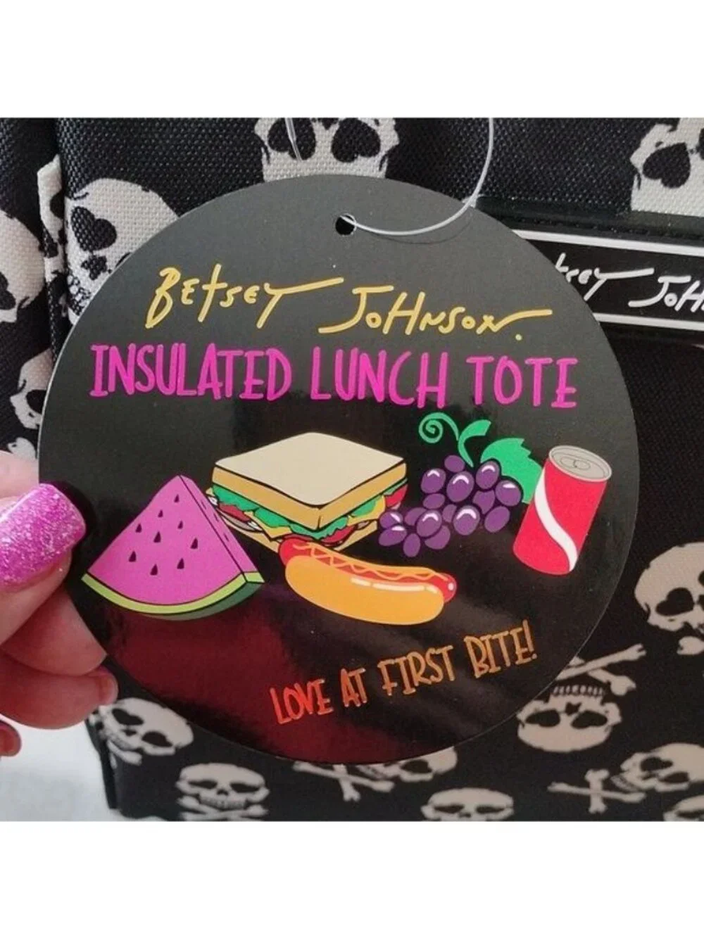 Betsey Johnson Skull + Crossbones Insulated Lunch Bag Purse Crossbody Cooler
